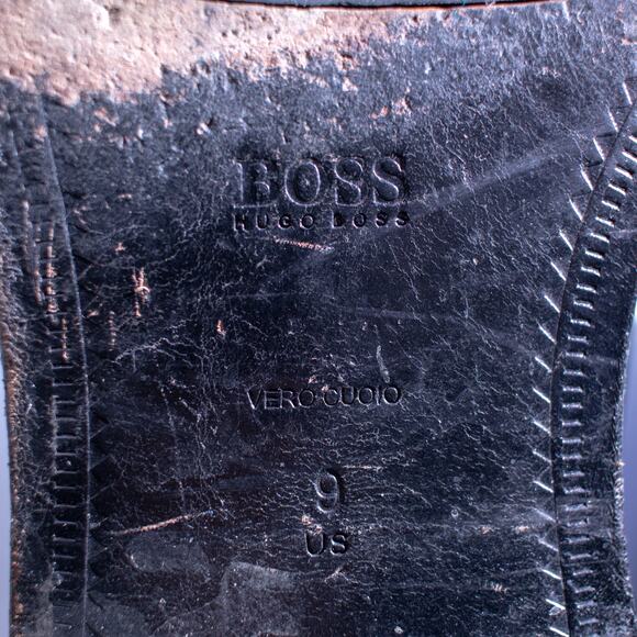 Hugo Boss Black Leather Dress Shoes Square Toe Size 9 - Picture 5 of 8